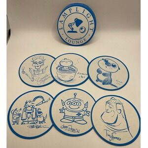 Disneyland Pixar Lamp Lounge Coasters 2 Sets‎ of 6 Toy Story Alien Mulan Art